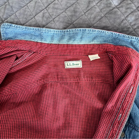 Vintage LL Bean Denim Shacket Shirt Mens XXL Blue Flannel Lined Jacket - Picture 10 of 10